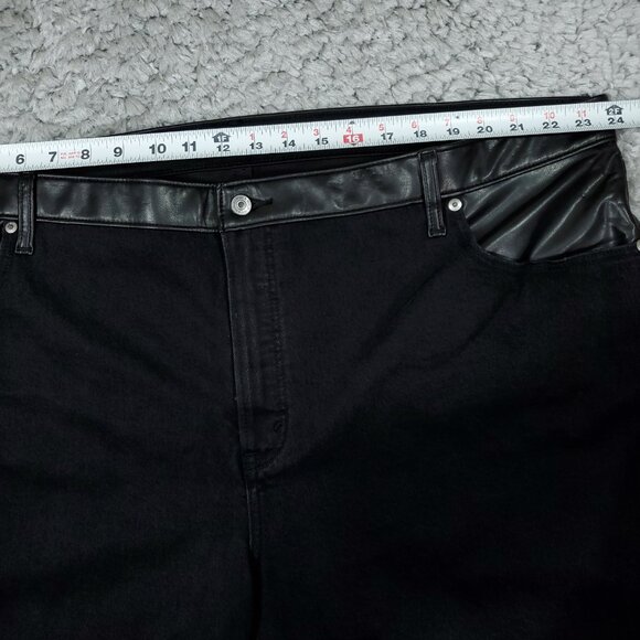 Abercrombie 90s Straight Ultra High Rise Denim Vegan Leather Split Jeans Size 24 - Picture 9 of 12